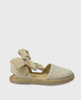 Baletas en Lona Lino Brillos Tokolate Moda